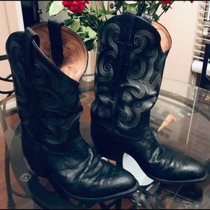 Men’s REMINGTON Black Leather Western Cowboy Boots, Size 8 EE